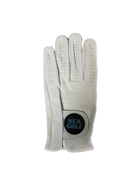 Introducing our 2024 premium KEA Golf Cabretta Leather Golf Gloves. Crafted to perfection, each glove is adorned with our iconic KEA Golf on the tab. Available in both classic white and blue camo, our gloves cater to both left and right handed golfers in sizes medium, large, and extra large. Shown white back hand